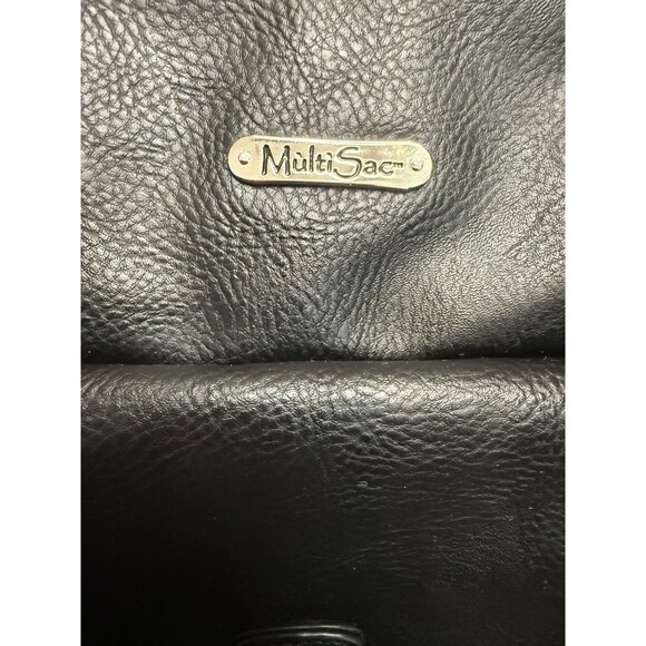 Multi Sac Black Leather Pebbled Multi Pocket Satchel Purse Bag EUC - Picture 2 of 12
